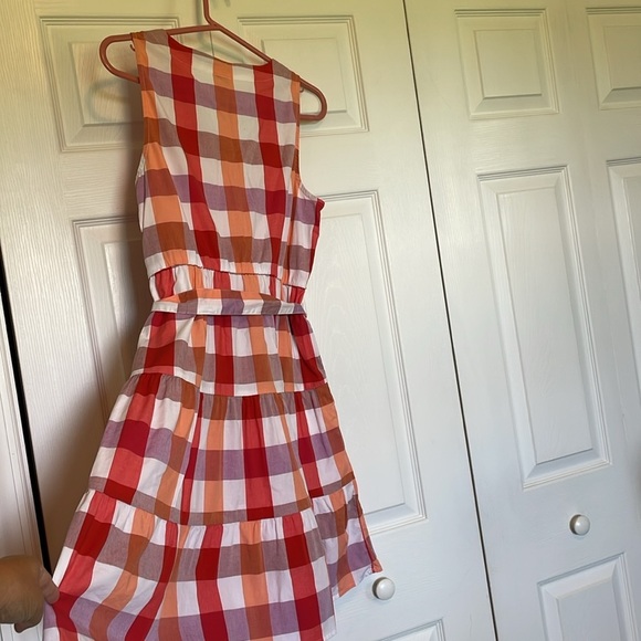 NWOT J.CREW Sz 8 cotton plaid belted V neck side zipper pockets knee length - Picture 9 of 12